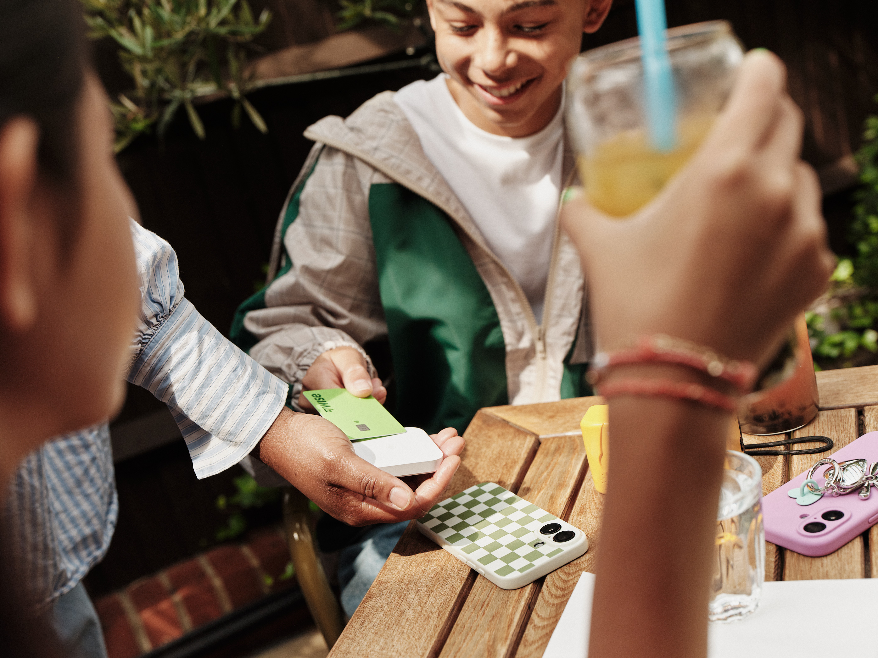 Person paying with card